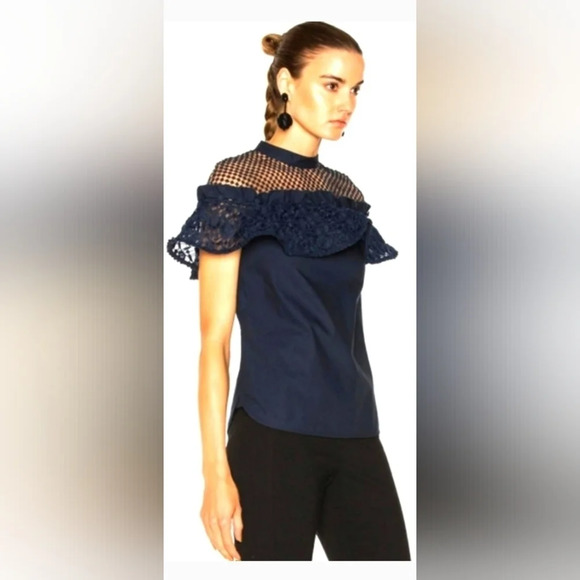 SELF-PORTRAIT Navy Blue Blouse - Picture 1 of 13